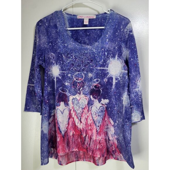 Leoma Lovegrove Tops - Leoma Lovegrove Women's Petite Medium Angels Artsy Top Purple Pink